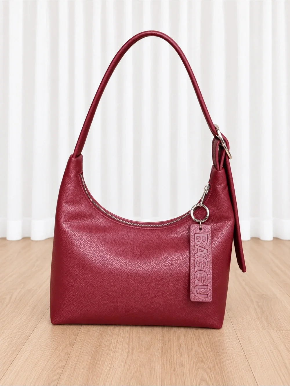 BAGGU Mahogany Recycled Leather Shoulder Bag